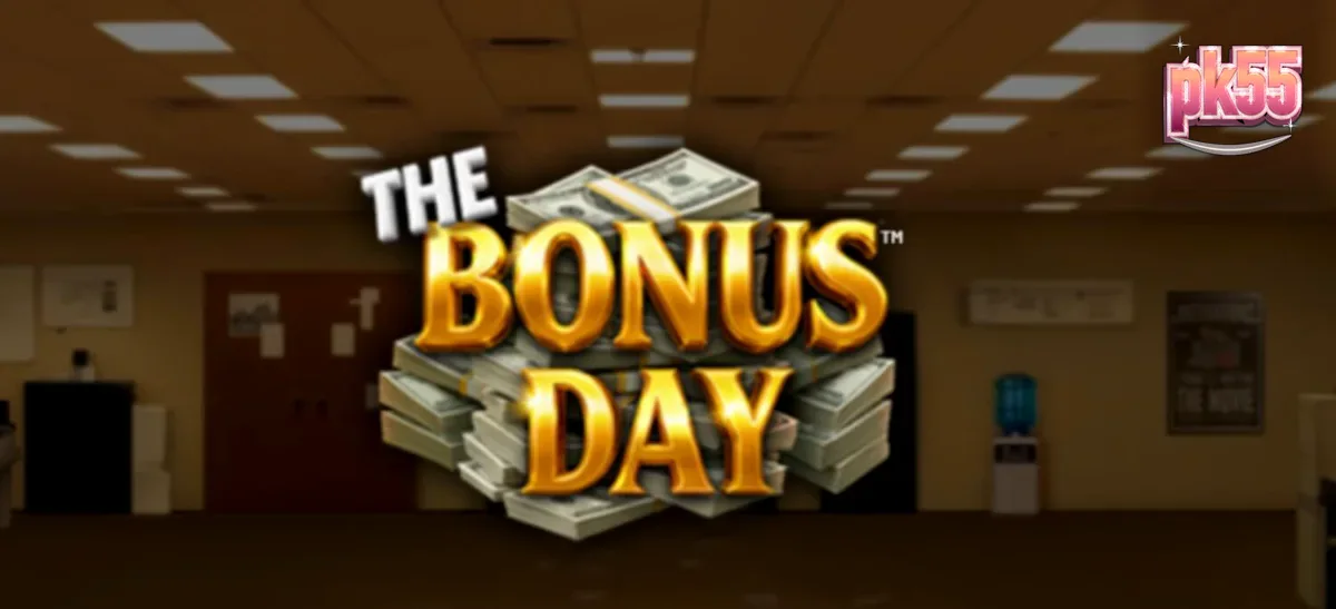 Tampilan layar permainan slot The Bonus Day dengan tema kantor yang modern